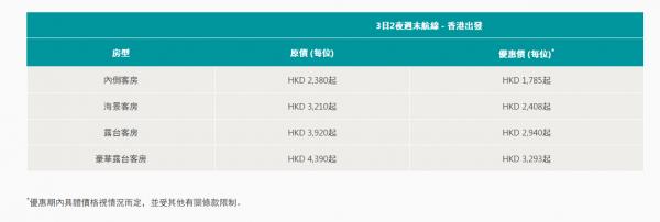 雲頂夢號本地3天遊 3月31日前訂75折