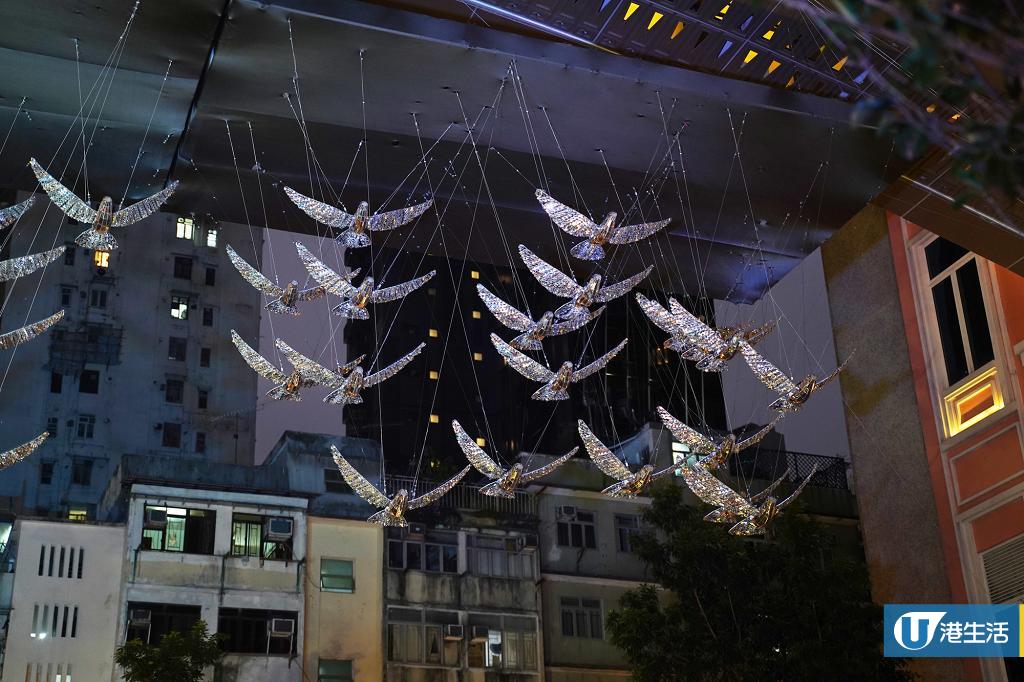【聖誕好去處2019】50隻光影白鴿登陸灣仔利東街 英國倫敦華麗聖誕燈飾回歸