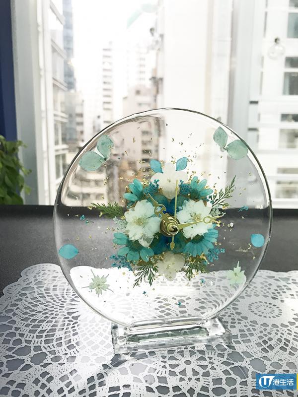 上環工作坊玩任選乾花diy 自製粉色金箔押花鐘 港生活 尋找香港好去處