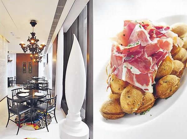 用餐區呈長方形,有大量自然光映照。/ 雞蛋仔配 Serrano Ham ($70)
