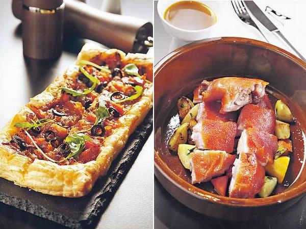 法式酥皮薄餅 ($75) / 慢煮西班牙烤乳豬 ($380/2 人)