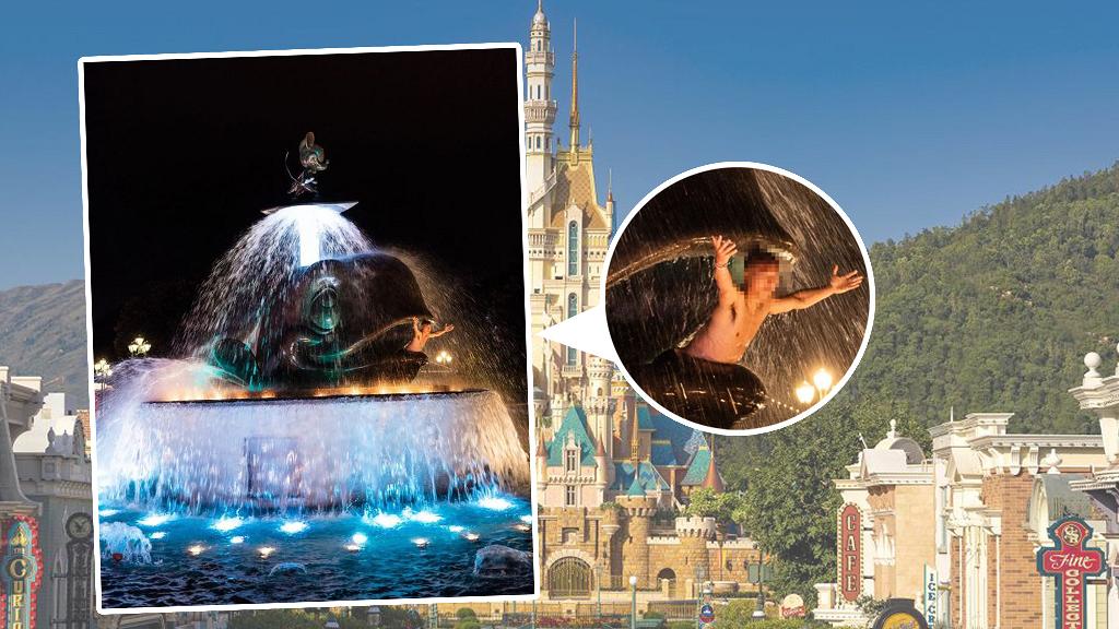 迪士尼樂園噴水池有遊客嬉水上演「水舞間」實行另類打卡方法 網民：真係冇眼睇