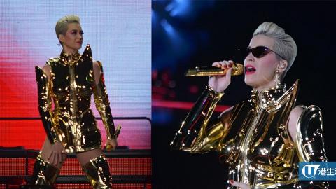 Katy Perry首次香港開騷 黃金甲造型氣勢登場
